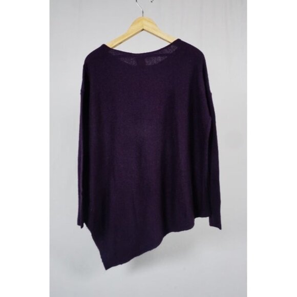 MATTY M Women's Sweater Plum Purple Soft Crew Neck Asymmetrical Medium - Picture 3 of 6